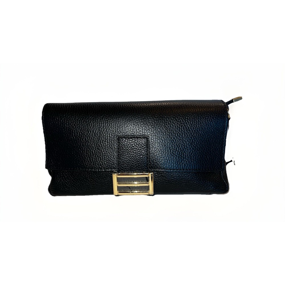 🇮🇹 Divina Firenze Italian Leather Black Crossbody Shoulder Flap Bag Abbi - Picture 2 of 7